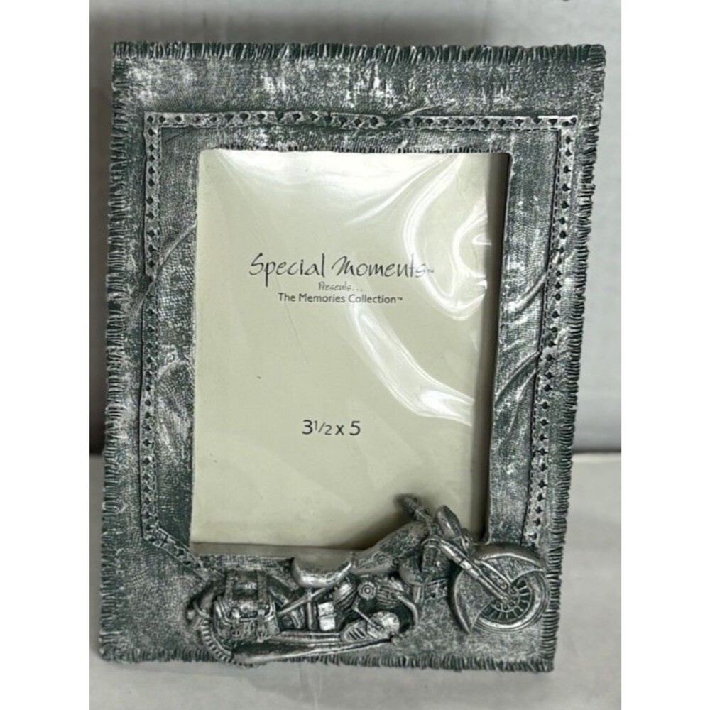 Special Moments Motorcycle Photo Frame 3.5x5 Silver Biker Chopper Decor